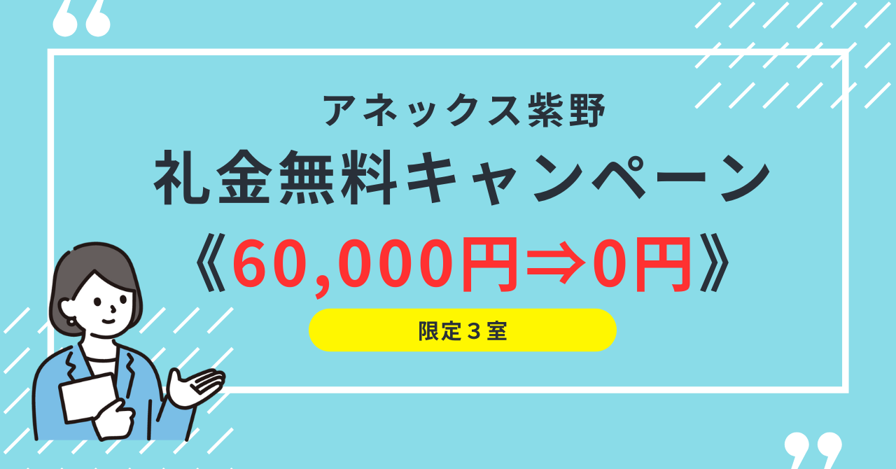 アネックス紫野 礼金無料キャンペーン