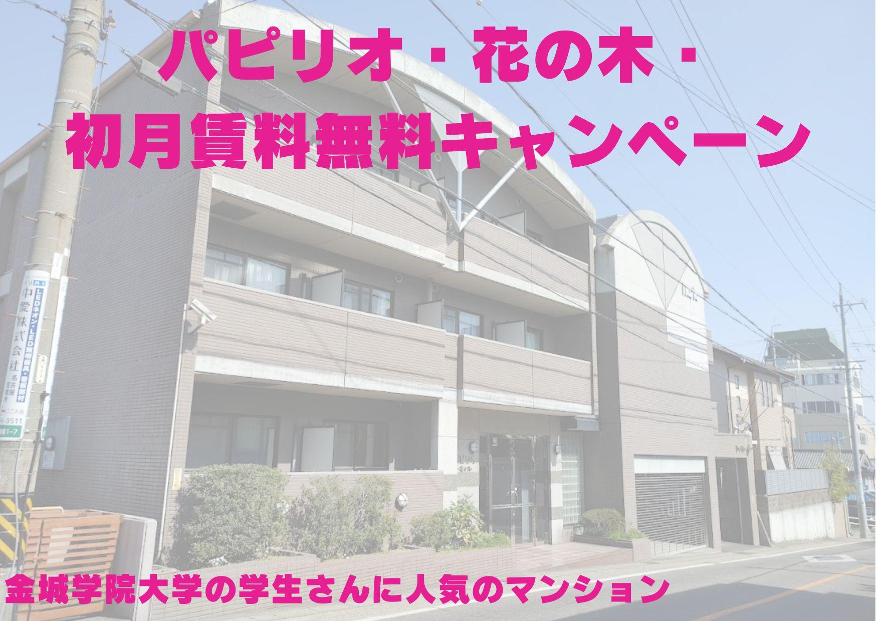 パピリオ・花の木・ 初月賃料無料キャンペーン 女性専用マンション 金城学院大学の学生さんにおすすめのマンション