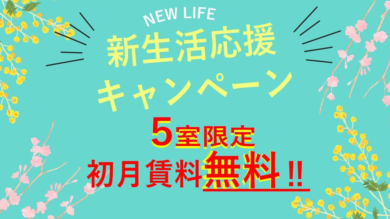 【5室限定】初月賃料無料キャンペーン